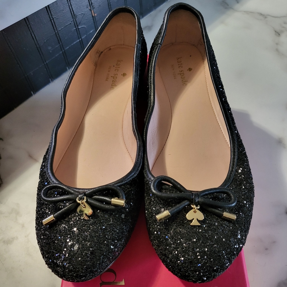 Kate Spade Authentic Black Glitter Flats